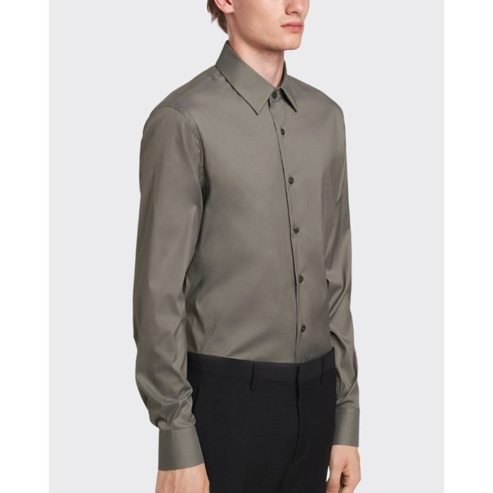 Prada Men’s Iron Grey Stretch Poplin Dress Shirt size neck 17.5